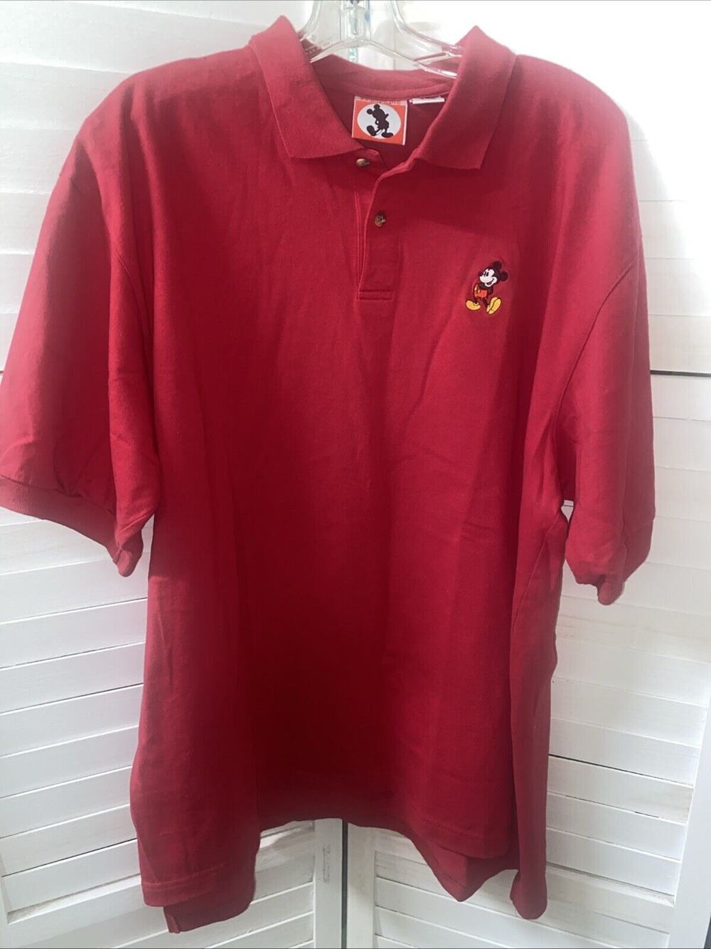 Vintage Mickey Inc Short Sleeve Embroidered Collared Red Polo Shirt Size XXL
